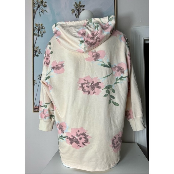 Keren Hart Beige Pink Floral Rose Vintage Tint Pullover Hoodie Plus Size 1X - Picture 4 of 7